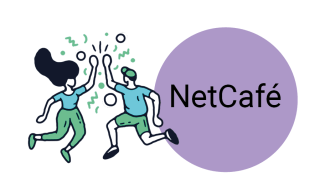Visual NetCafé - zwei Personen geben sich ein high five